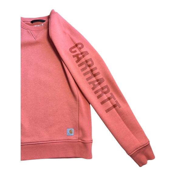 Carhartt Women Med Relaxed Fit Midweight Crewneck Logo sleeve Graphic Sweatshirt - Picture 8 of 9